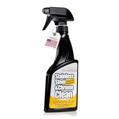 Flitz Stainless Steel & Chrome Clean - 16oz Bottle, USA-Made Stainless Steel Cleaner Spray for Appliances - Grill, Fridge, Sink Stain Remover - Also Works on Aluminum Surfaces (1 Pack)