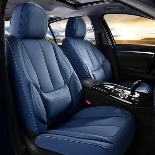 Coverado Seat Covers Car Seat Covers Front Seats Car Seat Cover Car Seat Protector Waterproof Car Seat Cushion Nappa Leather Blue Seat Covers Carseat Cover Universal Fit for Most Cars