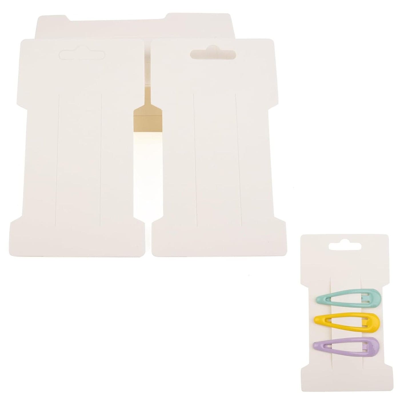 Framendino 100 Pack Hair Clip Display Cards Rectangular Hair Bow Holder Cards White Cardboard Barrettes Jewelry Display Holder for Hair Accessories Display Organizing