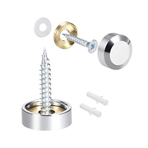 uxcell Mirror Screws Decorative Cap Cover Nails Polished Stainless Steel 16mm 8pcs