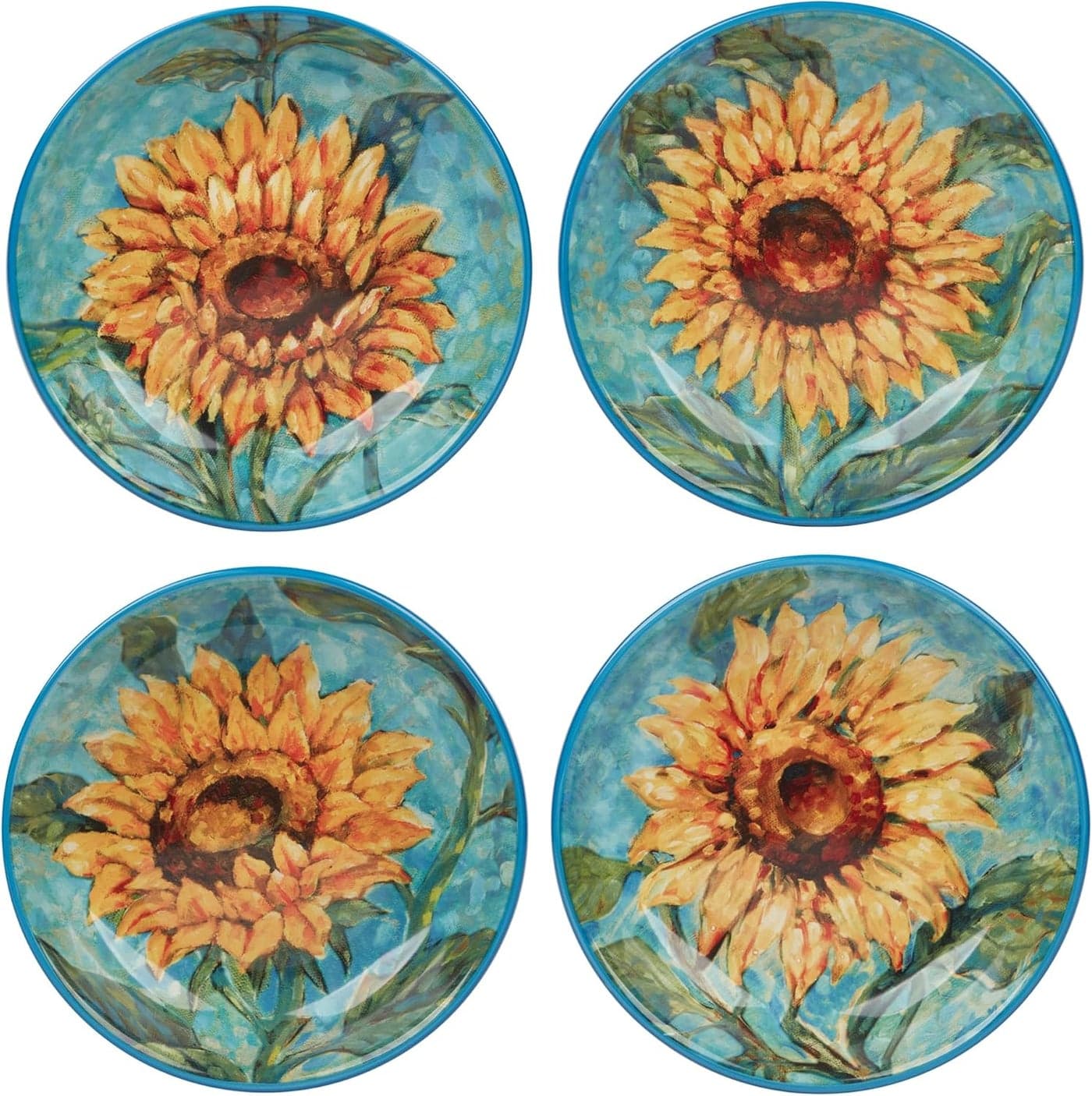 Certified International Golden Sunflowers 38 oz SoupCereal BowlsSet of 4
