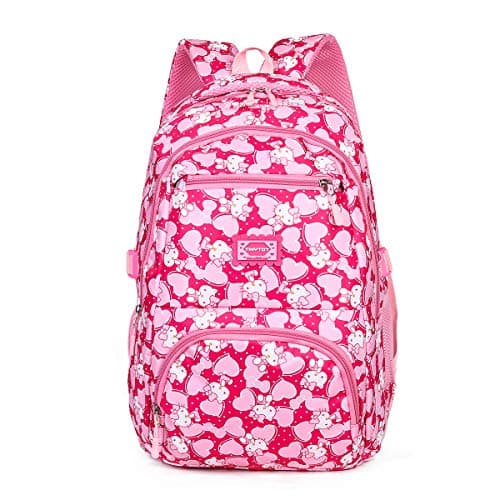 Tinytot School Bag for Girl - 26 Litre, 18 Inches, Durable & Sleek Waterproof Tuition Bag for Girls, Kitty Print, Pink School Backpack, Picnic & Travel Bag, College Bag for Girls