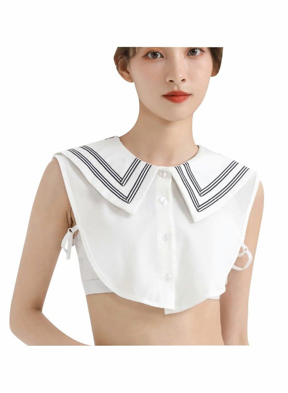 Fake Collar Detachable Half Shirt Blouse False Doll Collar Elegant Design College Style Large Decorative Collar for Women Girls