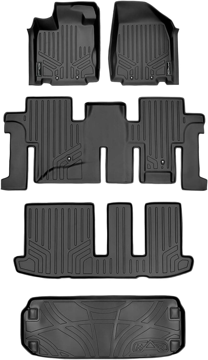 SMARTLINER 3 Rows Floor Mats and Cargo Liner Set for 2013-2020 Pathfinder / 2013 JX35 / 2014-2020 QX60 - Black