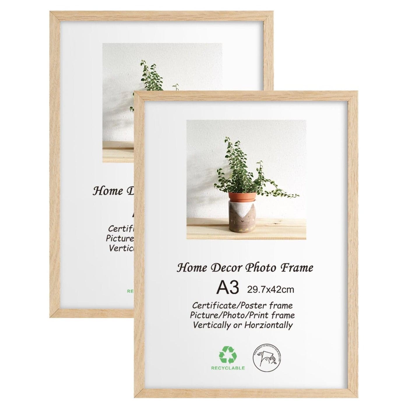 LYYYXGYP A3 Oak Wood Picture Frame 2 Pack 117x165 IN Natural Wooden Photo Frame Gallery Poster Frame with Plexiglass for Wall Hanging