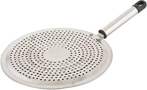 Dharam Paul Traders Flat Base Stainless Steel Jali Roti Roast Grill/Papad Roaster/Chapati Toast Grill/paneer tandoor net/brinjal/Barbeque.-20 cm Diameter. 1 Piece, Metallic Color