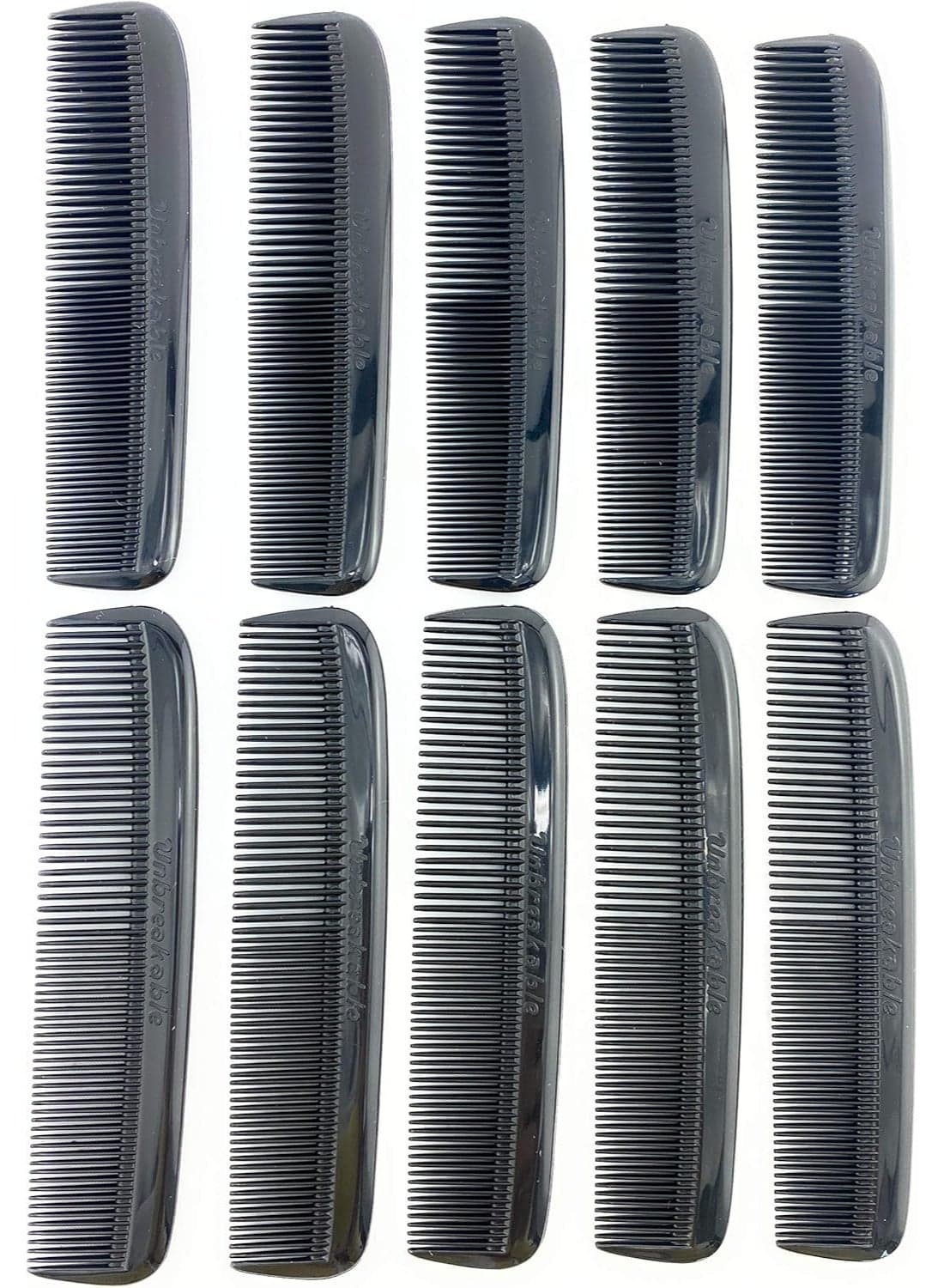 GBS (10 Pack) Pocket Comb Black Unbreakable