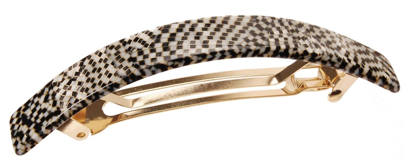 France Luxe Narrow Rectangle Volume Barrette - Opera Silver