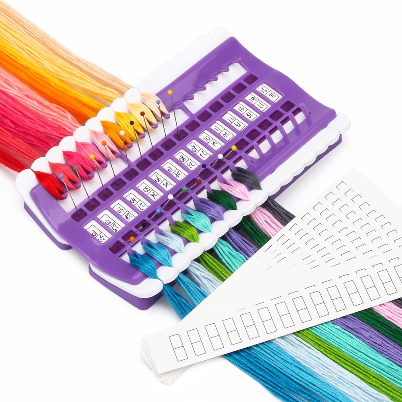 30 Positions Floss Organizer Embroidery Shelf Luxiv Thread Organizers for Cross Stitch Embroidery Thread Holder with 15 Pcs Replaceable Paper Card Sewing Needle Embroidery Floss Organizer