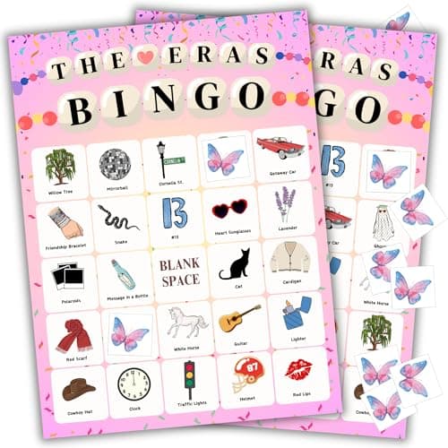Echoglimmer The Original Bingo Taylor Party Favors Birthday Games TS Party Supplies for 24 Players Taylor Party Favors Birthday Party Favors Decorations