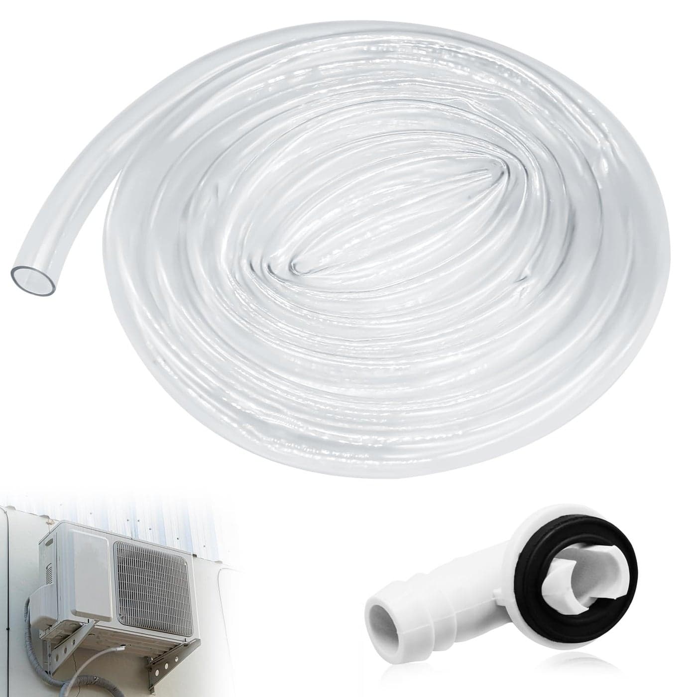 6Ft Portable Air Conditioner Drain Hose 35 Inch Leakproof AC Drain Hose Kit Universal AC Drain Hose Drain Pipe Replacement with Hose Connector and Clamp Window Air Conditioner Unit Parts