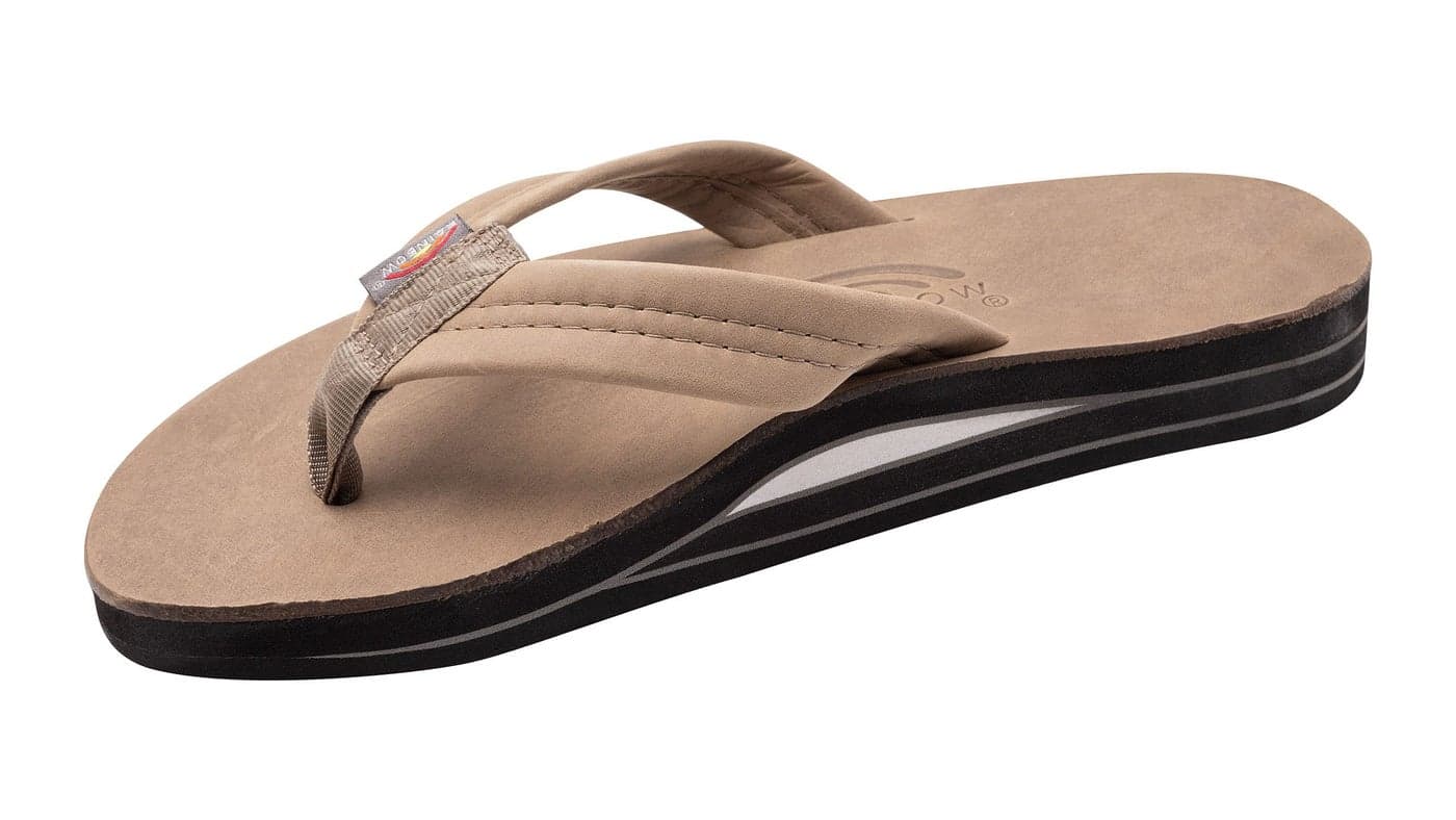 Rainbow Sandals Mens Luxury Leather Double Layer Arch Support with 1 Strap Stone Grey Mens size S 7585