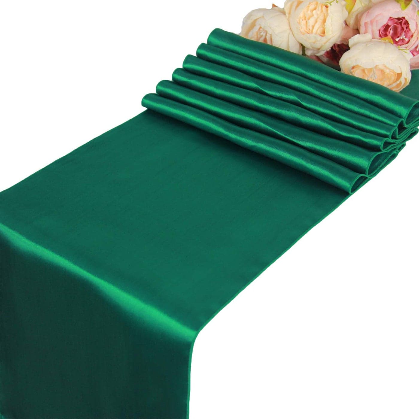 WELMATCH Hunter Green Satin Table Runners 5 pcs Wedding Banquet Party Event Decoration Table Runners Hunter Green 5