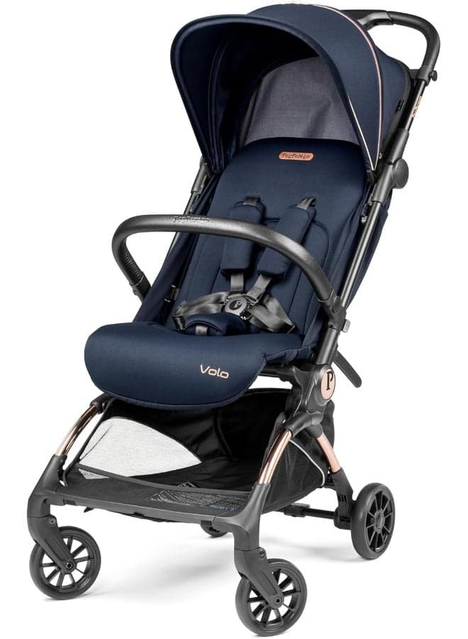 Volo - Lightweight Travel Stroller - Overhead bin Compatible - from Birth up to 50 lbs. -Blue Shine (Blue & Copper)