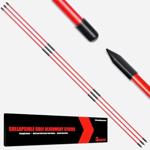 Goashpeaot 3 Pack Collapsible Golf Alignment Sticks, 40" Porfessional Alignment Sticks for Swing Trainer, Putting, Aiming Practice (Red)