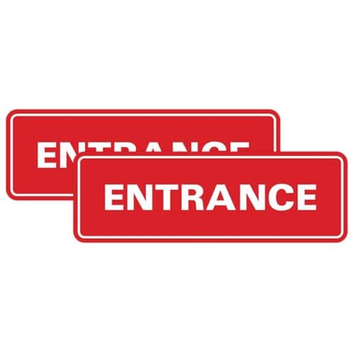 Standard Entrance Door/Wall Sign -Red - Large (2 Pack)