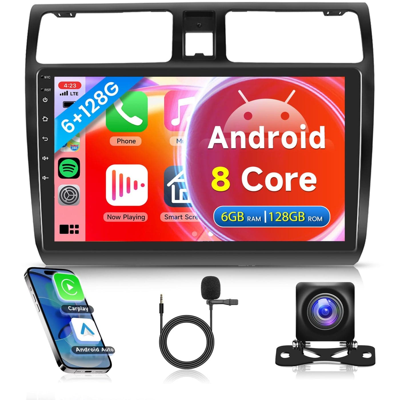 8 Core 6G128G Radio Screen for Suzuki Swift 2005 2006 2007 2008 2009 2010 Carplay Android Auto GPS Navigation Rimoody Android Car Stereo 101 inch Touchscreen WiFi BT FM EQ Mirror Link Backup Camera
