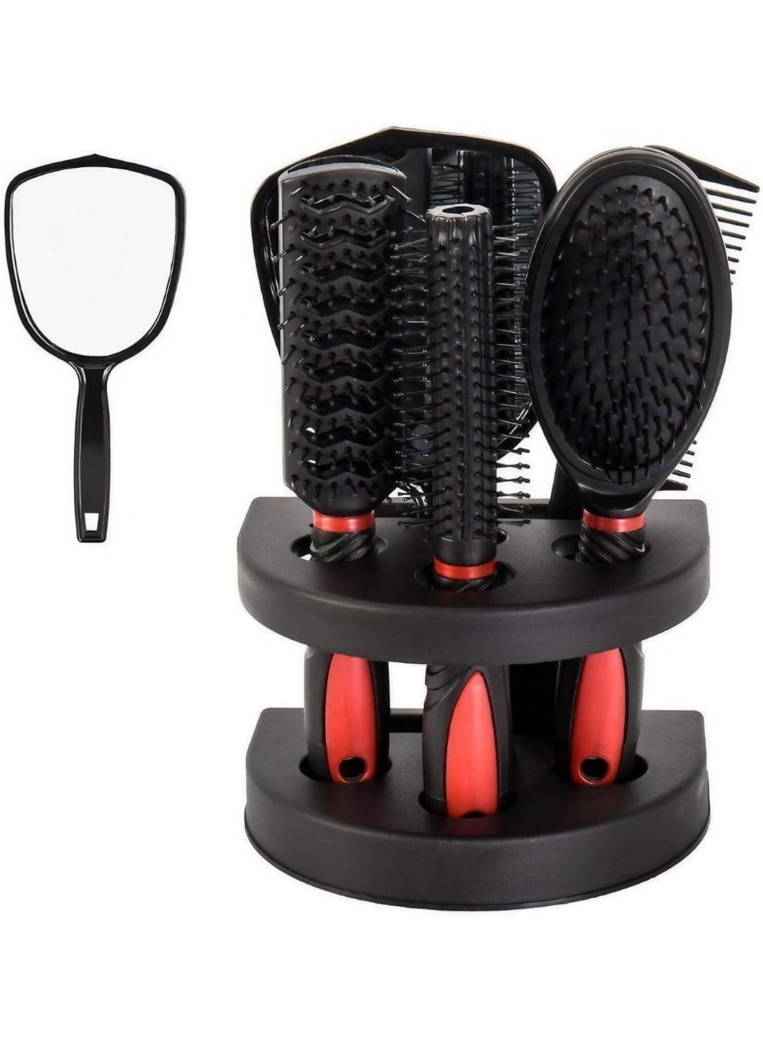 New Hair Brush Set 5-Piece Professional Salon Kit for Women&Man with Mirror & Stand Hairdressing Styling Tool