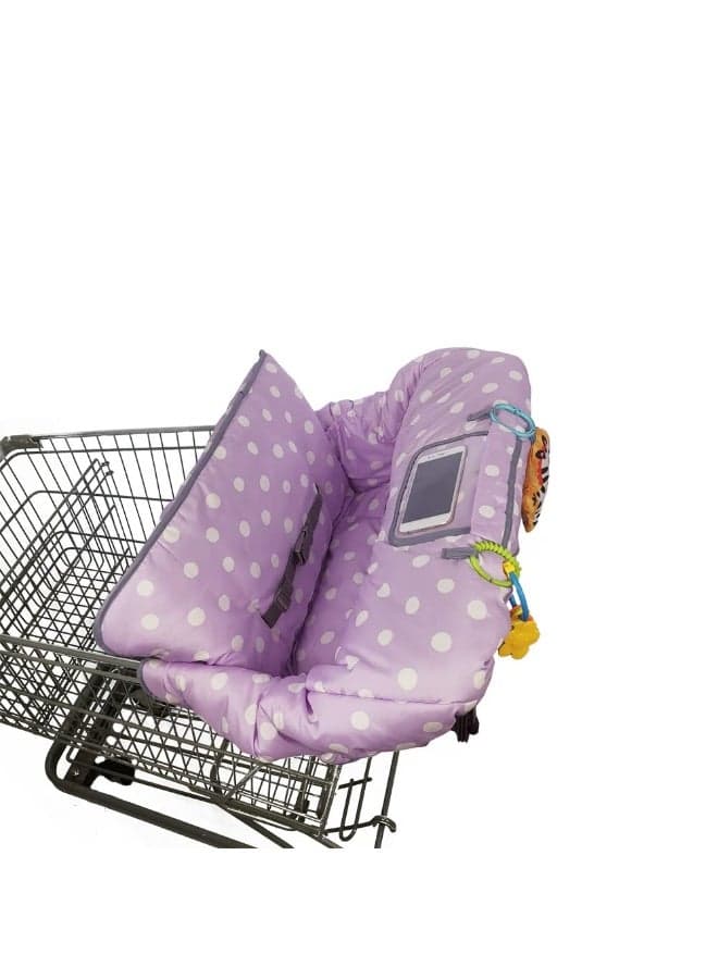 Shopping Cart Cover for Baby boy Girl, Multi-in-1 Cart Covers for Babies, Infant High Chair Cover, Machine Washable, Soft Padded Grocery cart seat Cushion Cover, Purple dot