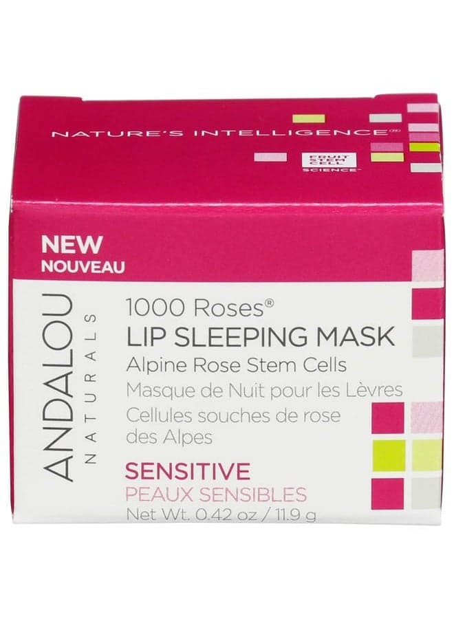 Lip Mask 1000 ROSES, Overnight Lip Sleeping Mask for Dry, Chapped Lips, Plumping, Hydrating & Soothing Lip Balm with Alpine Rose Stem Cells, Vegan & Cruelty-Free, 0.42 Oz