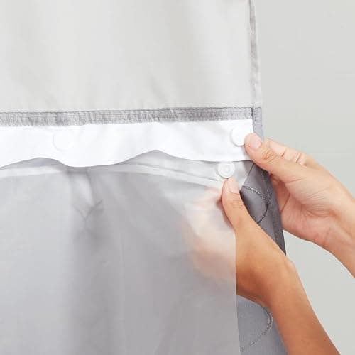 Hookless It's A Snap! Plastic PEVA Snap-In Replacement Shower Curtain Liner for Hookless Curtain with Sheer Window, 70" x 54", Water-Repellent, Easy Install, Frost