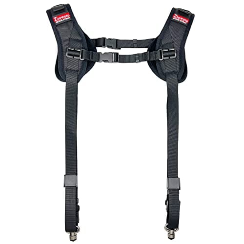 ztowoto Camera Shoulder Double Strap Harness Quick Release Adjustable Dual Camera Tether Strap with Safety Tether and Lens Cleaning Cloth for DSLR SLR Camera