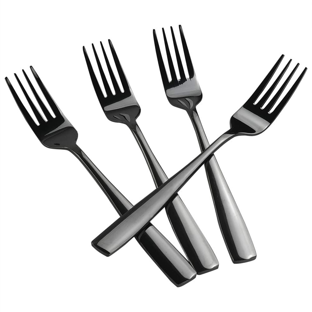 Teyyvn 16Piece Mirror Finish Black Stainless Steel Dinner Forks Cutlery Forks 807INCH
