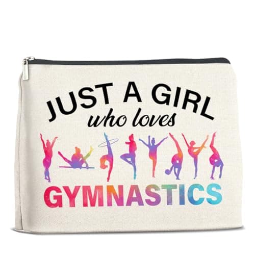UPNEGE Gymnastics Gifts Makeup Bag Gymnastics Gifts for Women Cheerleader Gymnast Cosmetic Bag Just a Girl Who Loves Gymnastics Zipper Makeup Pouch Gift