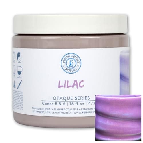 Penguin Pottery Opaque Series Lilac Mid Fire Glaze High Fire Glaze Cone 56 for Mid Fire Clay High Fire Clay Ceramic Glaze Pottery 1 Pint 16 oz 473 ml
