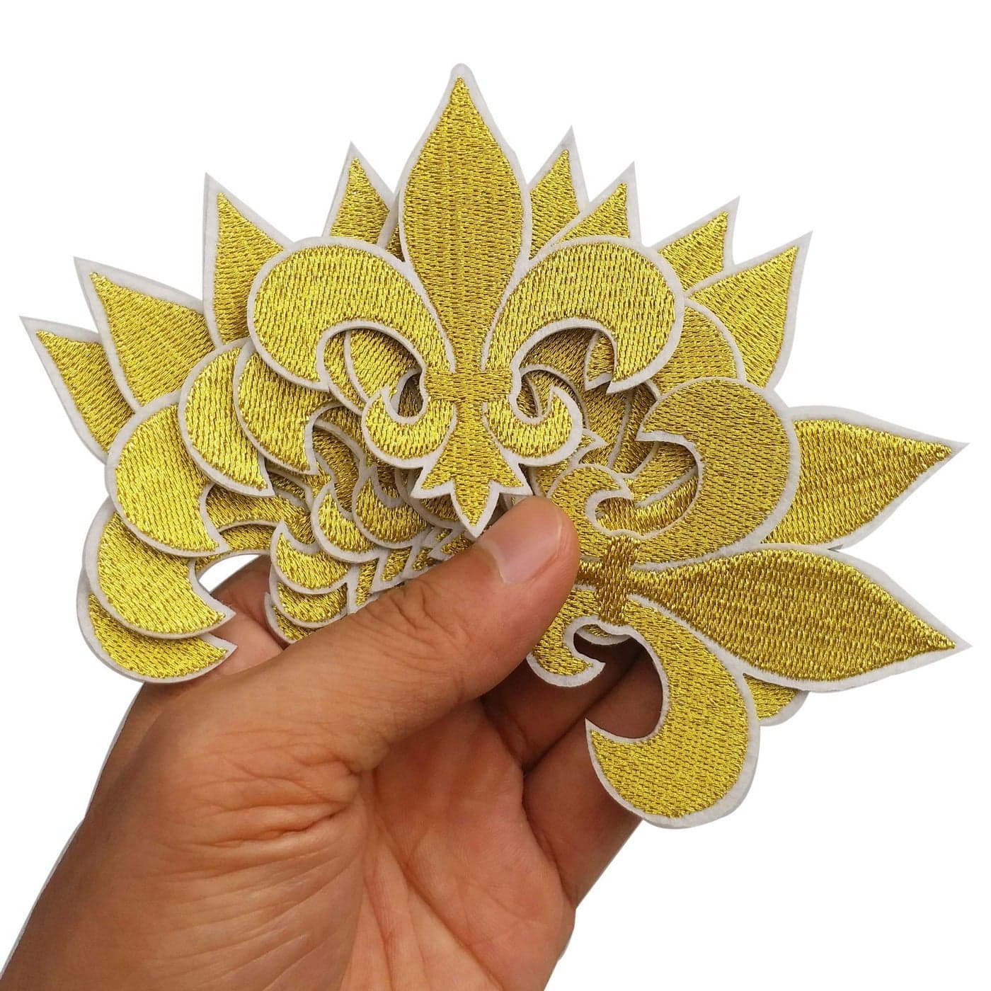 26x3 12pcs Gold Fleur De Lis Patch Iron On Embroidered Patches Appliques Felt Patches Machine Embroidery Needlecraft Project