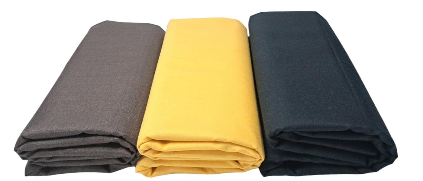 MAMRAJ Men's Solid Premium Unstitched Cotton Blend || 2.5M || Fabric For Shirt ( Formal, Casual Wear.) Set of 3 Shirt (DarkBrown - Yellow -Black)