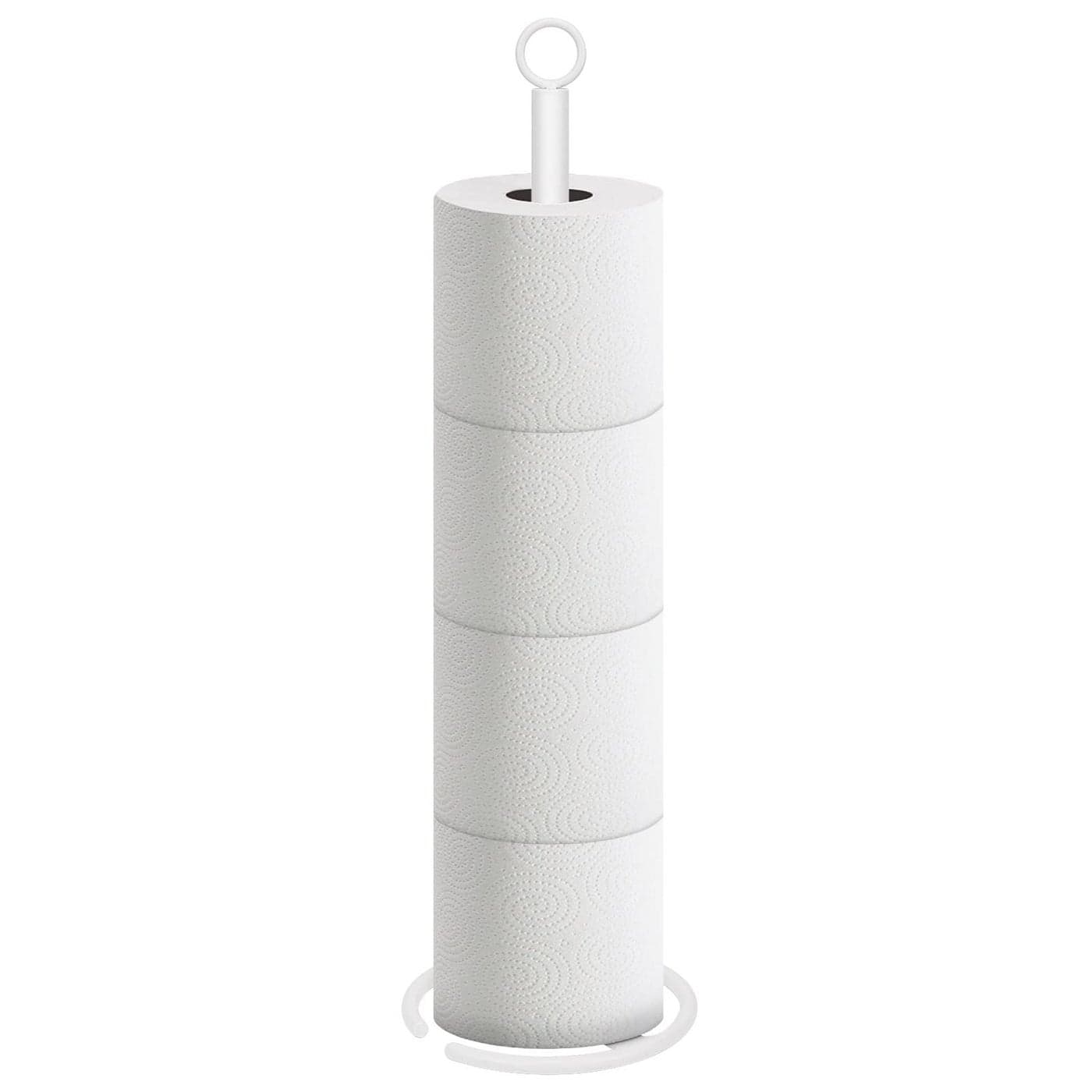 NearMoon Bath Toilet Paper Holder Stand Free Standing Tissue Paper Storage with Reserve Space Toilet 4 Rolls Holder for BathroomKitchen CountertopAll Metal 1 Pack White