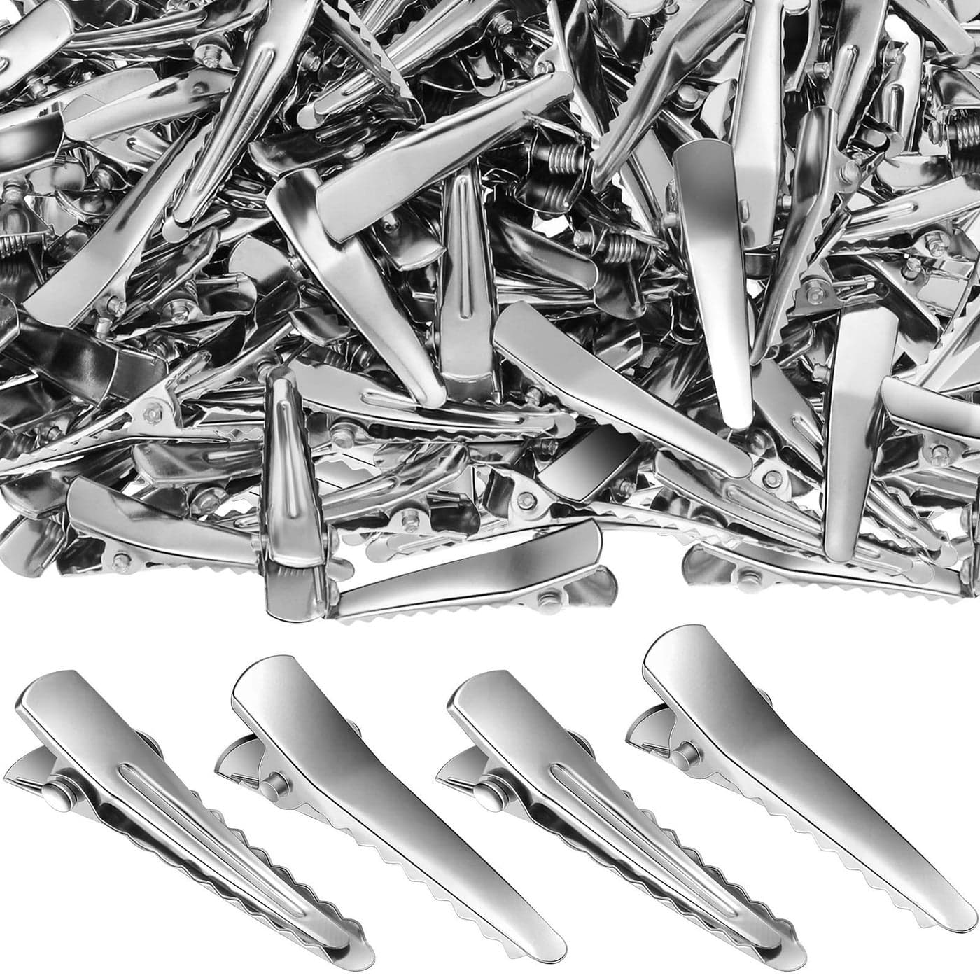 Chuangdi 200 Pieces Silver Metal Alligator Hair Clips tiny small Duckbill Teeth Bows flat Hair Clips for Women Girls Care Accessories40 mm 16 Inch