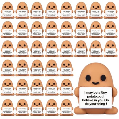 Gejoy 50 Pcs Mini Rubber Potato Toys Positive Gifts Potato Figures Decorations and Encouragement Birthday Motivational Gifts for Colleague Staff Teacher