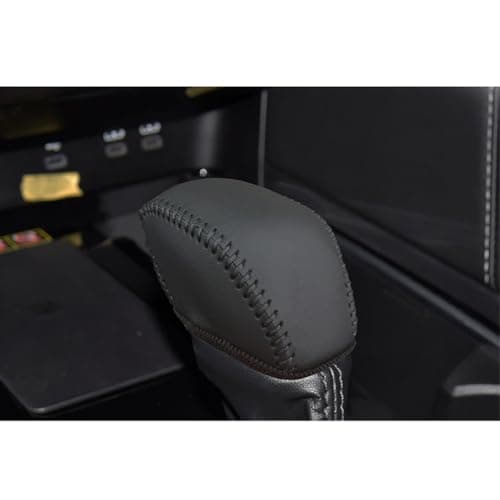 Zacxoxsr Genuine Leather Gear Shift Knob Cover Trim Protector Cap for Toyota 2019-2021 2022 2023 2024 2025 RAV4 2020-2025 Highlander 2024 2025 Grand Highlander Accessories (1. Black with Black Sewing)