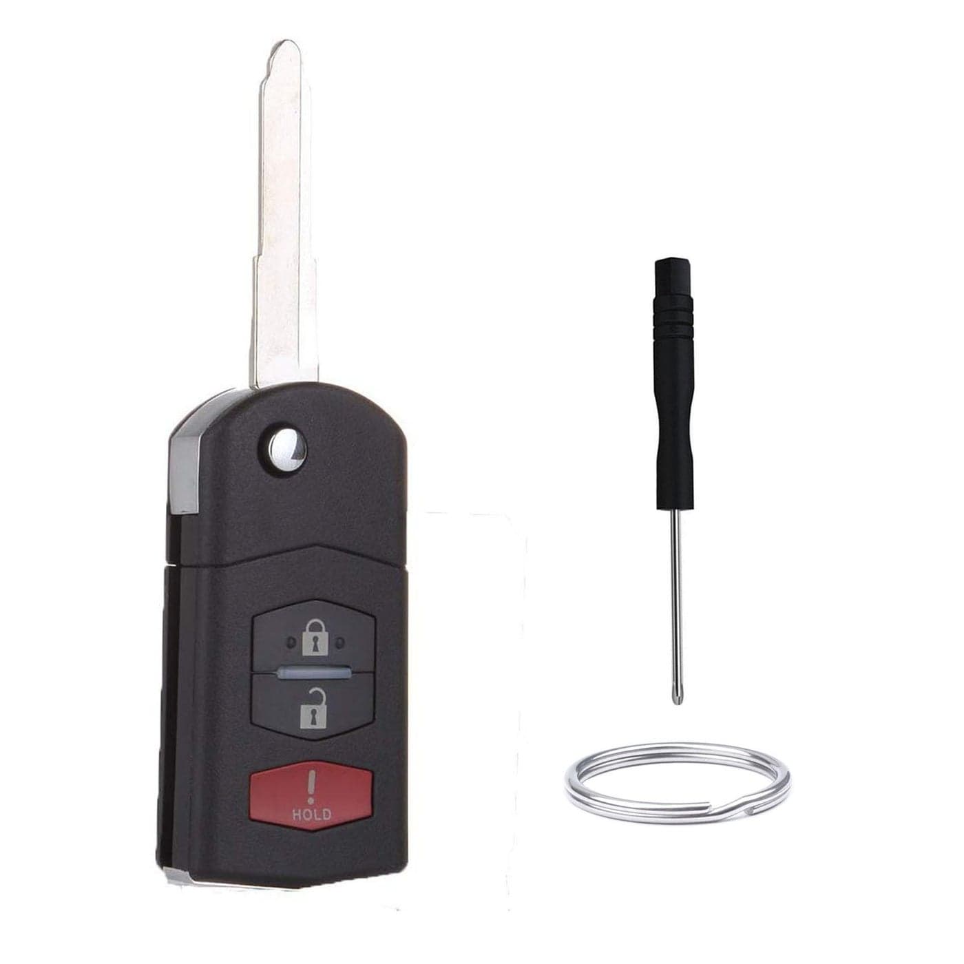 QIXIUBIA Replacement for Mazda 3 Buttons Key Fob Shell Remote Case with Folding Uncut Blade Fit for Mazda 3 5 6 RX8 CX5 CX7 CX9 Keys