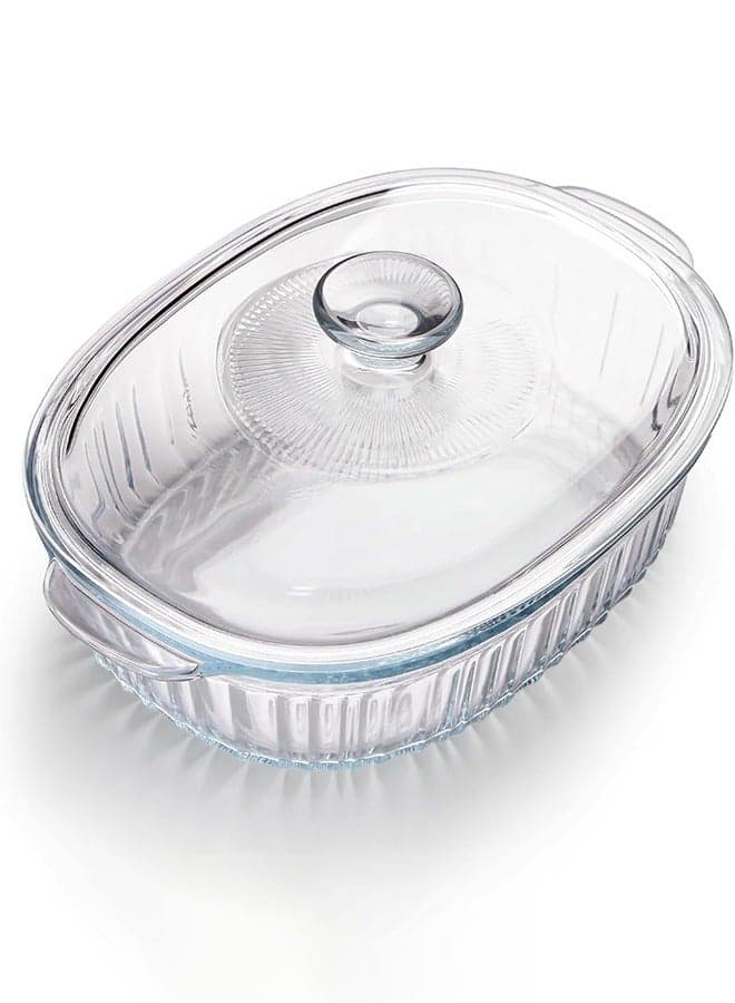 Glass Casserole Baking Dish, Set of Casseroles With Glass Lids, 2.8L Oval Glass Casserole Dish, Borosilicate Glass, Large Oval Casserole Dish for Oven, Casserole Dish with Lid