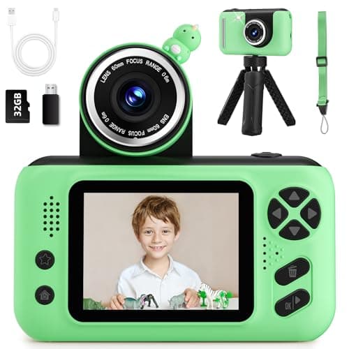 Makolle Kids Camera Birthday Gifts for Boys and Girls Age 38Video Recorder for Kids 812Childrens Digital Camcorder for vlogging Portable Kids Selfie Camera with 32GB SD Card Green