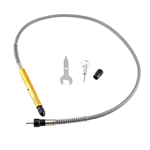 Jersvimc 1/8 Inch(3.175mm) Flex Shaft Adapter - Gold, Flexible Shaft Rotary Tool Attachment Power Cable Drill Chuck Extension for Grinder