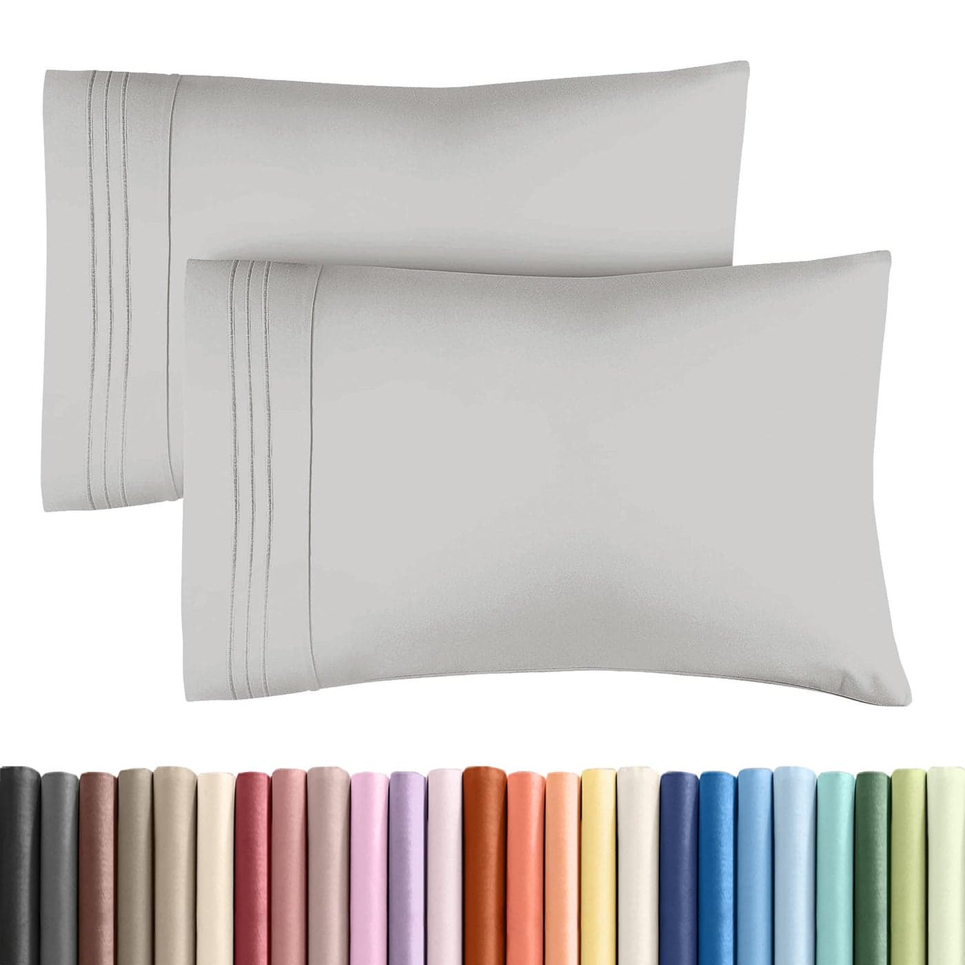 Queen Pillow Cases Set of 2 Ultra Soft Hotel Quality Pillowcase Covers Comfy Cozy Wrinkle Free Shrinkage and Fade Resistant Machine Washable Pillow Protectors 2 Piece Set French Grey