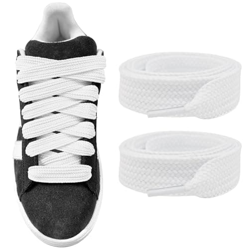 UamGlsob 5/8"(15mm) Wide Thick Shoe Laces for Sneakers, Fat Athletic Shoelaces Replacement Laces for Campus 00s Shoes (White, 63"/160cm)