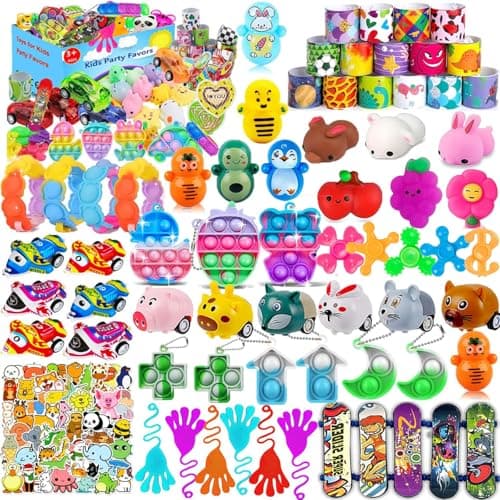 Mivanlin 117 Pcs Party Favors for Kids 48 812 Pop Fidget Toys Treasure Box Toys for Classroom Prizes Pinata Filler Goodie Bag Stuffers Treasure Chest Prize Box Toys for Boys Girls
