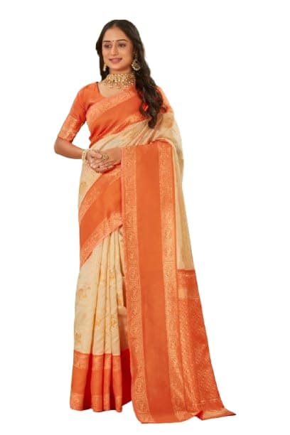 Akshbrahm Women's Kanjivaram Soft Silk Saree With Blouse Piece (Heavy Quality)