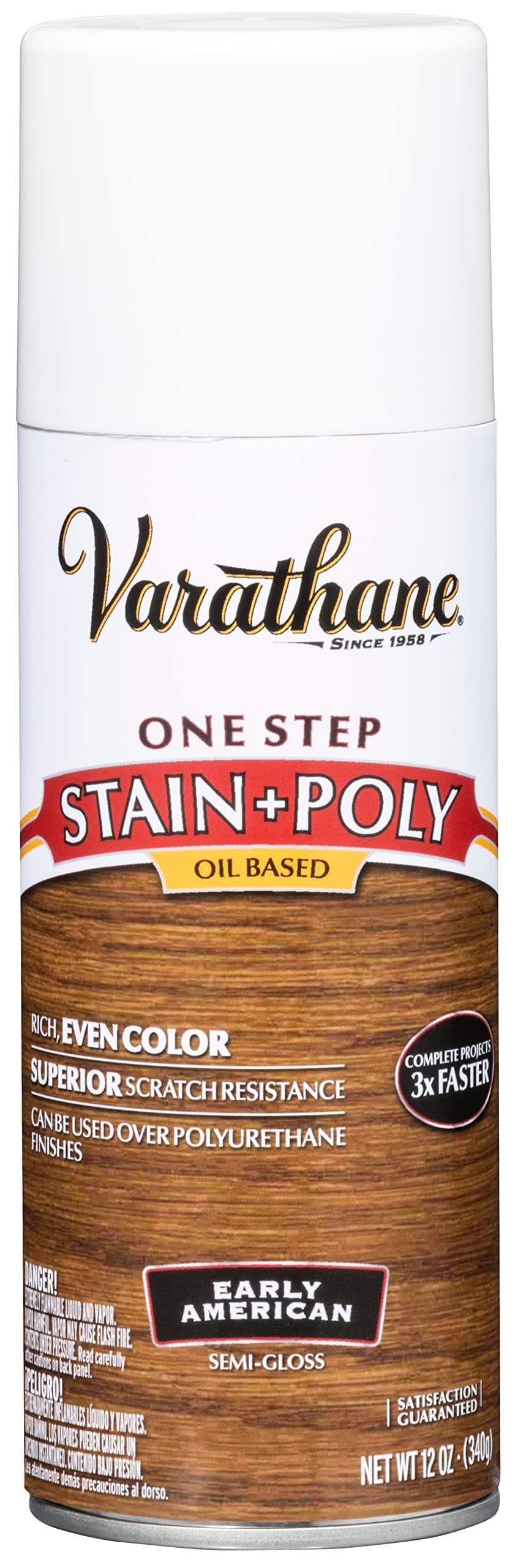 Varathane 243869 Oil-Based One Step Stain + Poly Spray, 12 oz, Early American