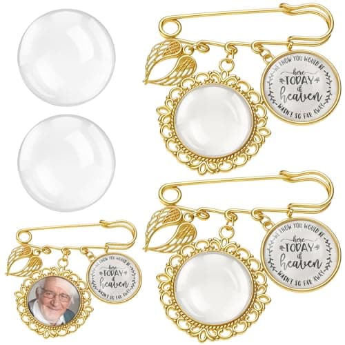 Tondiamo 2 Pcs Memorial Graduation Tassel Photo Charm with Wing DIY Pin Brooch Memory Tassel Picture Grad Cap Decoration Personalized 2026 Grad Gift for Gown Ceremony Bouquet (Gold,Stylish)