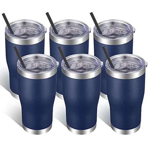 VEGOND 20oz Tumbler Stainless Steel Tumbler Cup with Lid And Straw Vacuum Insulated Double Wall Travel Coffee MugNavy Blue 6 Pack