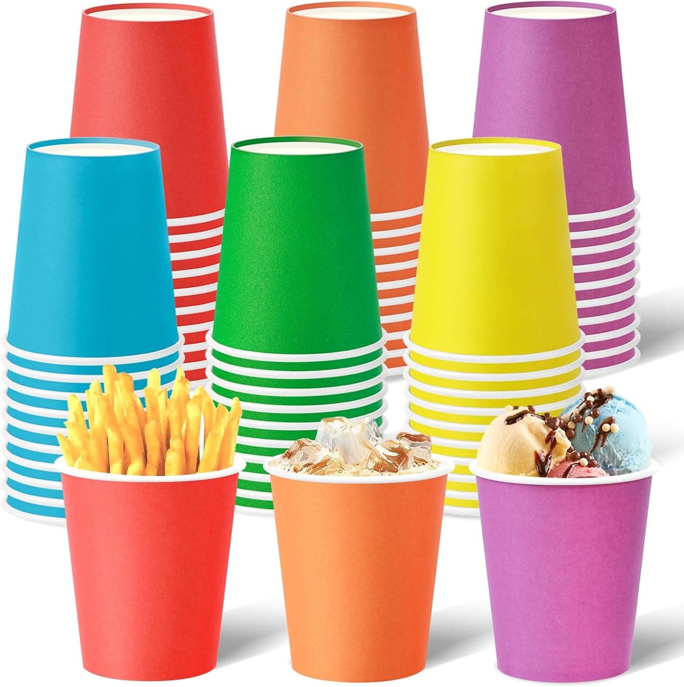 KesaPlan 60 PCS Disposable Paper Cups 9 OZ Colored Party Cups Plastic Drinking Cup Rainbow Paper Cups Bulk 6 Colors for Hot Cold Drink Coffee Tea Juice DIY Perfect for Birthday Holiday Party Supplies