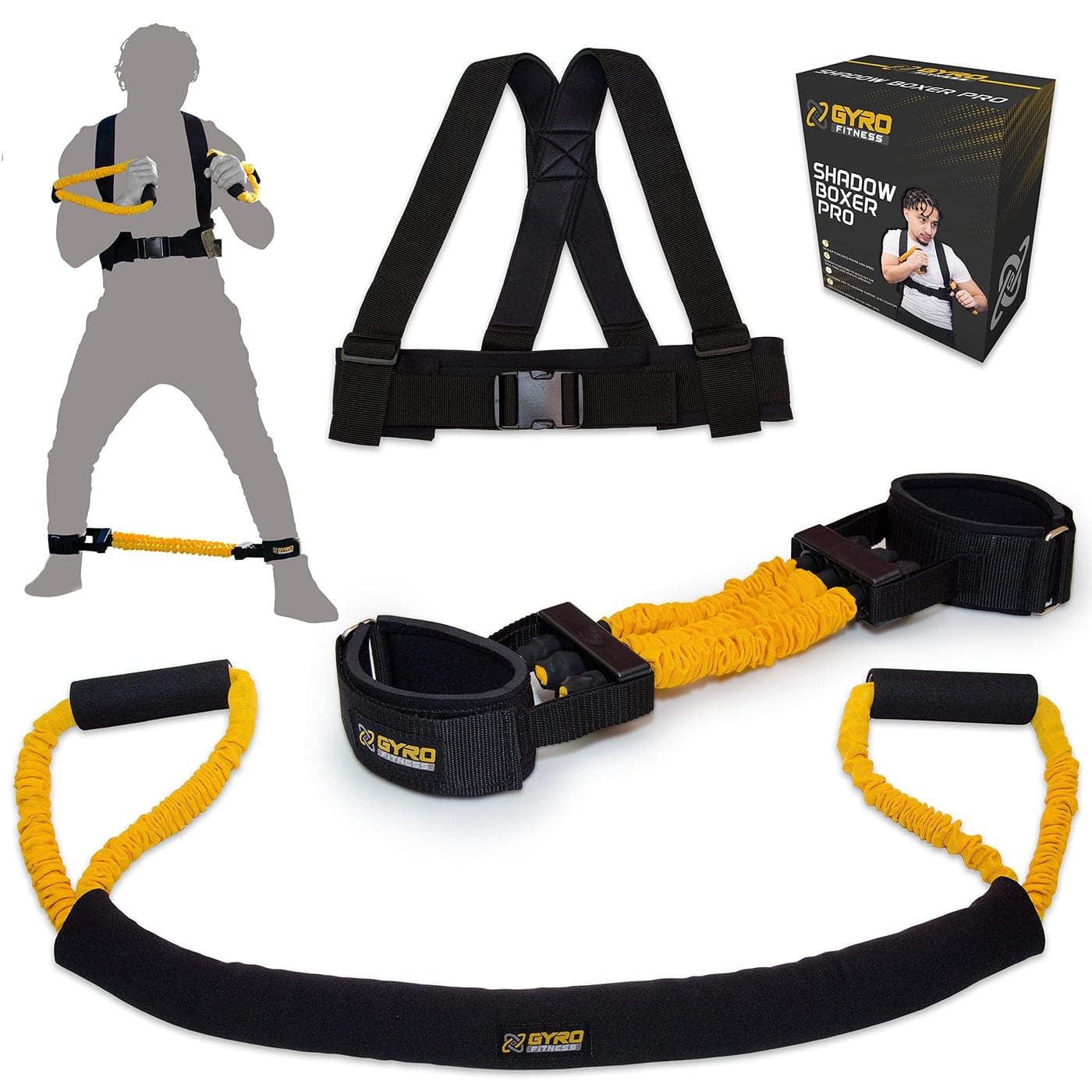 GYRO FITNESS Shadow Boxer Pro Boxing Resistance Bands Set for Shadow Boxing Comes with Ankle Cuffs Ideal Addition to Your Home Boxing Equipment
