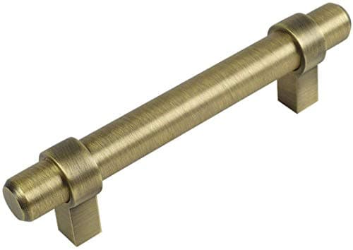 Cosmas 10 Pack 161-3BAB Brushed Antique Brass Euro Style Cabinet Bar Handle Pull - 3" Inch (76mm) Hole Centers