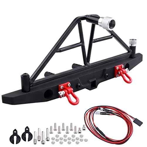 FriHobby Metal Rear Bumper Mounts Set wWinch 5mm LED White Lights for TRX4 Axial SCX10 SCX10 II 90046 SCX10 III AXI03007 Redcat Gen 7 110 RC Crawler